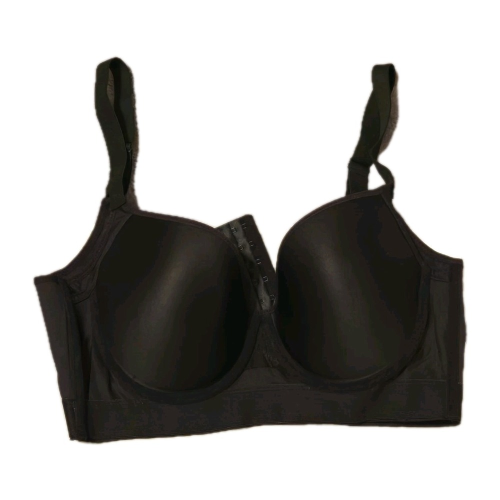 NWT Shapedly Wireless Full Coverage Bra 40F‎ Black Support Comfort Large Cup